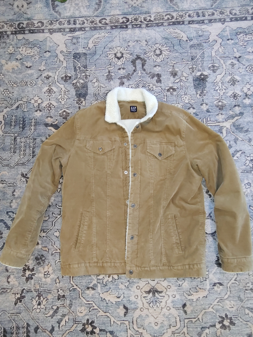 GAP Denim Men's Tan Sherpa-Lined Courdaroy Bomber Jacket Men's Size XLT